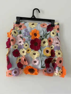 Finesse Addie 3D Flower Appliqué Mini Skirt Multicolor Large thumbnail 3