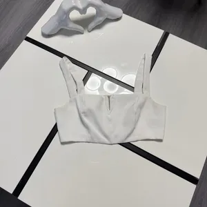 ✨ Cider White V-Neck Zip-Up Crop Top - Size S ✨ thumbnail 4