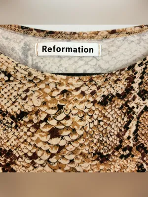 Reformation Smith Mamba Bodycon Snake Skin Animal Print Brown Mini Dress M thumbnail 7