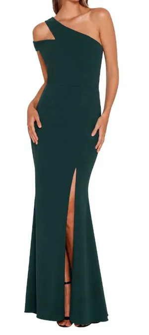 XSCAPE Lucy Long‎ Scuba 14 Green Crepe One Shoulder Dress thumbnail 1