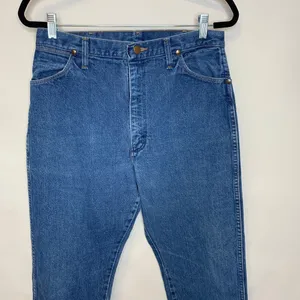 Wrangler Medium Wash Western Jeans Sz 13 x 32 Straight Leg thumbnail 5