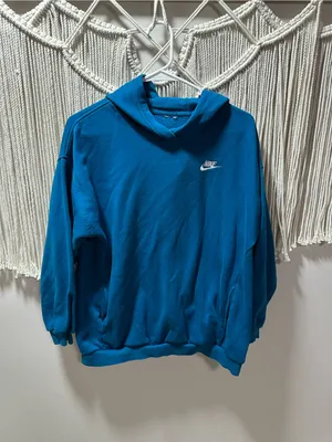 Nike Teal Blue Pullover Hoodie with Small White Swoosh thumbnail 4