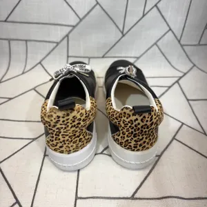 Vintage Havana Zelda Sneakers 9 Black Leopard Print Calf Hair Low Top Platform thumbnail 3