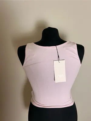 Zara Light Pink Square Neck Tank Top NWT thumbnail 3