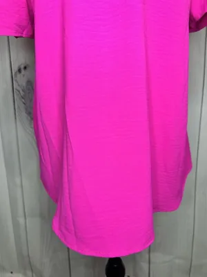 NWT Jodifl Women's Blouse Sz M Hot Pink Short Sleeves V Neck NEW Lightweight thumbnail 11