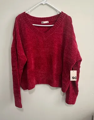 SO Women's V-Neck Sweater - Red thumbnail 1