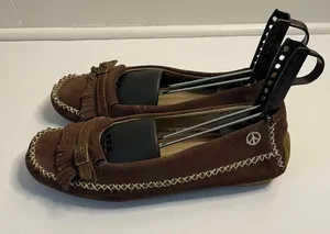 🦋Womens Peace Moccasin "Emily" Chocolate Suede Hardsole Size 7 thumbnail 4