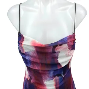 White Fox Multicolor Watercolor Print Sleeveless Cami Camisole Mini Tank Dress M thumbnail 3