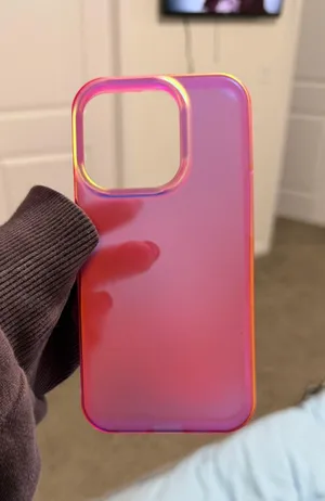 Pink iridescent phone case for iPhone 15 Pro thumbnail 1