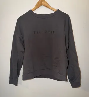 Allfenix Spell Out Womens Charcoal Crewneck Sweatshirt thumbnail 1
