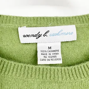 Wendy B. Cashmere Womens Green 100% Cashmere Classic Crewneck Preppy Sweater M thumbnail 2