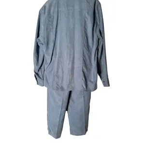 Ladies Club 2pc Baby Blue‎ Suede Pants Set Women's Size Large thumbnail 3