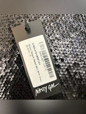 NWT Nasty Gal Black Sheer Sequin Long Sleeve Mini Shift Party Dress Size 18 thumbnail 10