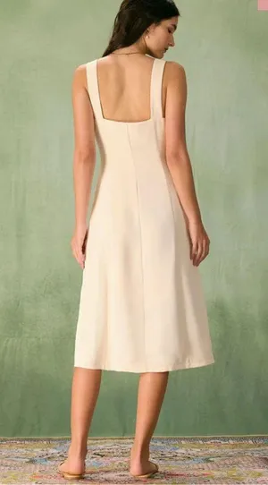 RIHOAS The Apricot Square Neck Button Slip Midi Dress, Size L, NWT thumbnail 2