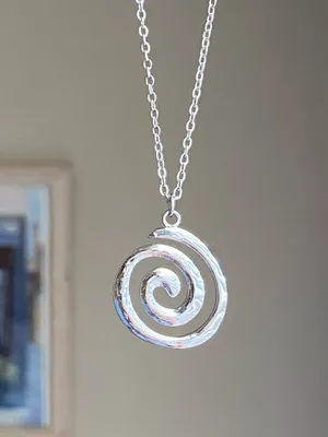 Handmade fully stainless steel spiral swirl uzumaki funky boho grunge style necklace🌀 thumbnail 1