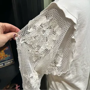Anthropologie White Embroidered Cutwork Sweatshirt – Size XS (Oversized Fit) thumbnail 8