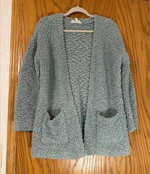 Pink Republic Textured Blue Open Front Cardigan - Size M thumbnail 1