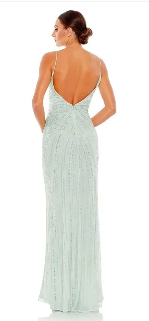 Beaded Sleeveless Faux Wrap Gown thumbnail 2