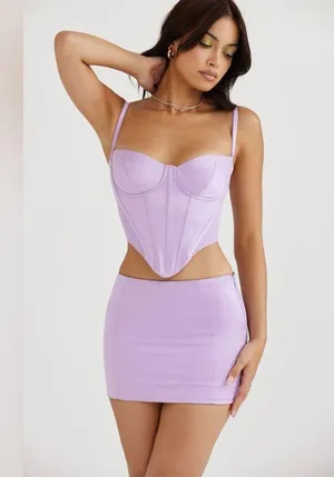House of CB ELODIE ORCHID SATIN MINI SKIRT, Size Large, $135 thumbnail 8