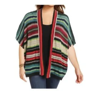 Lauren Ralph Lauren Women's Multicolor Striped Open Front Knit Cardigan Sweater‎ thumbnail 3
