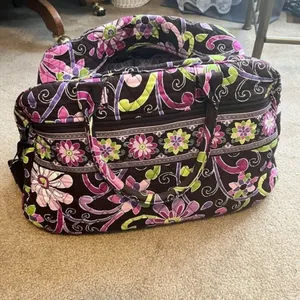Vintage Vera Bradley Travel/Weekender Bag Floral Pink Brown Purple thumbnail 2
