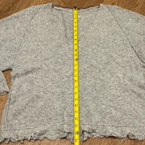 Free People Small Gray Irresistible Wool Blend Fringe Oversized Pullover Sweater thumbnail 3