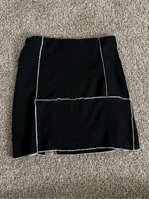 UO Willow Patchwork Mini Skirt Sz XS Black Contrast Stitch Mini Skirt High Rise thumbnail 8