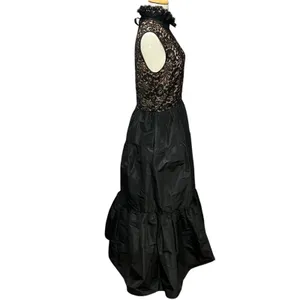 Vintage Lillie Rubin Evening Gown XS-S Black Lace Taffeta‎ Romantic Victorian thumbnail 7