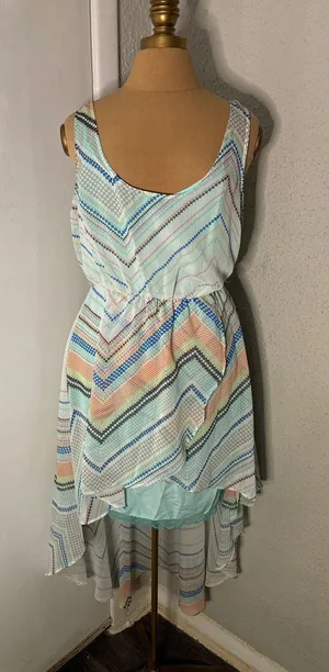 Candie's High Low Multi-Color Maxi Dress L Junior's Dopamine Boho Coconut Girl thumbnail 1
