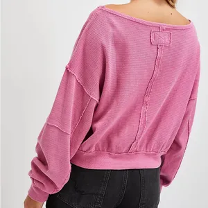 Free People We The Free Ife Thermal Pullover Cotton Top in Pinky Promise Women’s Size Medium thumbnail 2