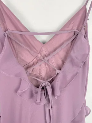 NWT Lulus Fancy Sweetness Lavender Ruffled Lace-Up Sleeveless Maxi Dress XXS thumbnail 16
