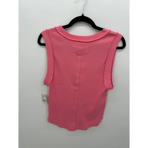 Free People We The Free Neon Dreams Pink Ribbed Muscle Tank Top Sz L NWT thumbnail 3