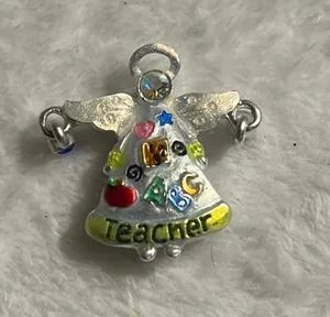 AJMC Rhinestone Teacher Angel Brooch Silver thumbnail 1