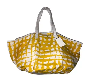 Saks Fifth Avenue Sunny Bucket Tote Bag Large Cotton Summer Beach Shopping Flaw thumbnail 1
