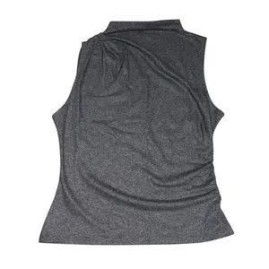 Veronica Beard Mylie Sleeveless Ruched Wool Blend Top Heather Gray Large thumbnail 4