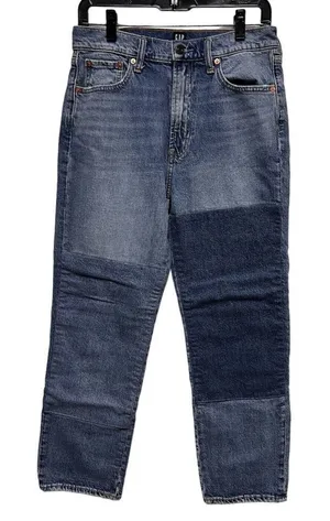 Gap Cheeky Straight Patchwork Jeans Womens 8/29 Blue‎ High Rise Colorblock Denim thumbnail 1