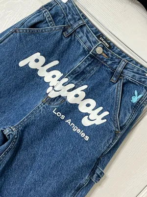 PacSun Playboy Los Angeles Graphic Jeans Womens 25 Y2K Straight Leg Denim Floral Bunny thumbnail 6