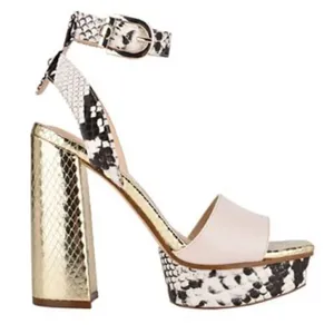 Guess Rippa Python & Gold platform Strappy heels Size 9.5  ‎ B53 thumbnail 2