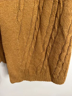 J. Jill Cable-Knit Open-Front Cardigan½ Sleeves Sweater Cotton Blend Mustard L thumbnail 7
