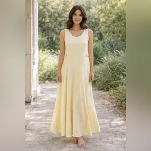 Vintage FLAX Jeanne Engelhart Linen Maxi Dress Small Lagenlook‎ thumbnail 2