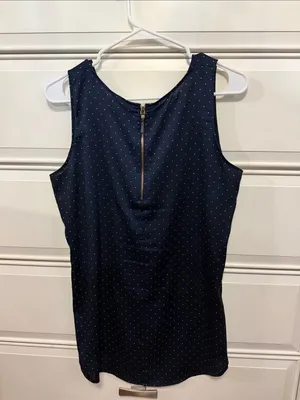 Ann Taylor Navy Polka Dot Sleeveless Blouse thumbnail 2
