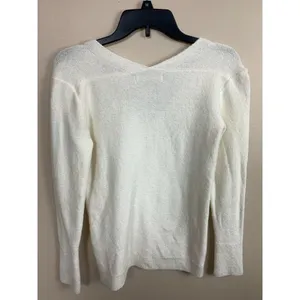 Vintage Abercrombie‎ & Fitch Womens V-Neck Ivory Pullover Small Solid Logo thumbnail 10
