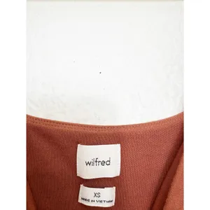 Aritzia Wilfred Saturn Mini Dress Size XS Brown Wrap Stretch Preppy Minimalist thumbnail 6