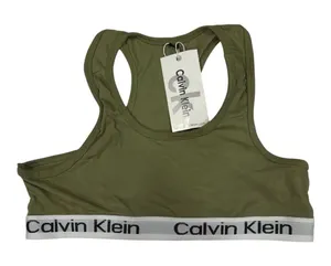 Calvin Klein Modern Cotton Logo Bralette Olive Green Medium thumbnail 1
