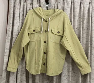 American Eagle Waffle Knit Hooded Shacket  thumbnail 1