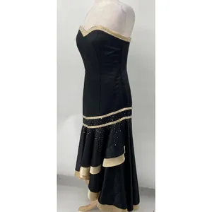 Vintage Y2k Camille La Vie Gown Beaded Strapless Satin Sweetheart Black Beige 10 thumbnail 6