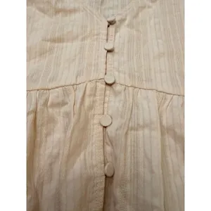 Boho Cotton Peplum Top Ivory Textured V Neck Button Front Mi Ami Francesca's S thumbnail 7