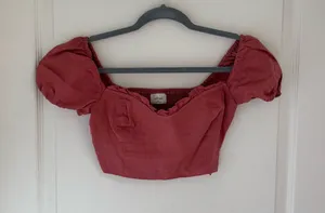 Aritzia Wilfred Wander Linen Blouse in Warm Sienna Red thumbnail 1