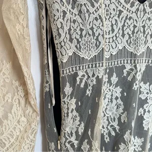 Women's Free People Boho Indie Lace Ivory Dress With Black Lining Size Small‎ thumbnail 2