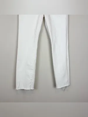 Good American Good Straight High Rise Raw Hem White Jeans Size 4/27‎ thumbnail 6